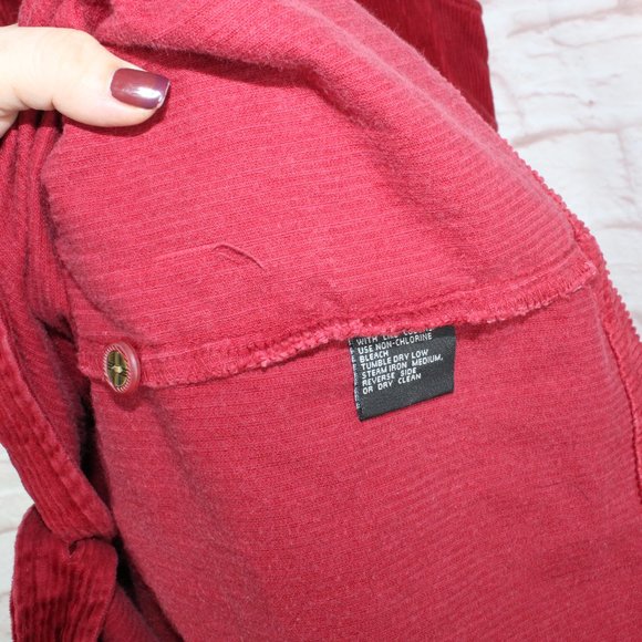 *Womens Red Cotton Sleeveless Button Front Corduroy Long Dress Size S - Picture 8 of 9
